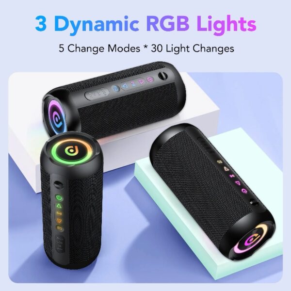 6ee0e0500b984ed79049b3290163ed57 Portable Bluetooth Speaker IPX7 Waterproof, 30W Loud Sound, Deep Bass, Bluetooth 5.3, LED Lights, Wireless Stereo Pairing, 30H Playtime, for Home/Outdoor/Party/Beach, Birthday Gift (Black)