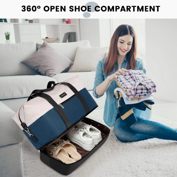 Travel Duffel Bag for Women, Large Weekender Overnight Bag, Carry-on Gym Bag with Separate Shoes Compartment, Mom Hospital Bags for Labor and Delivery with 2 Packing Cubes