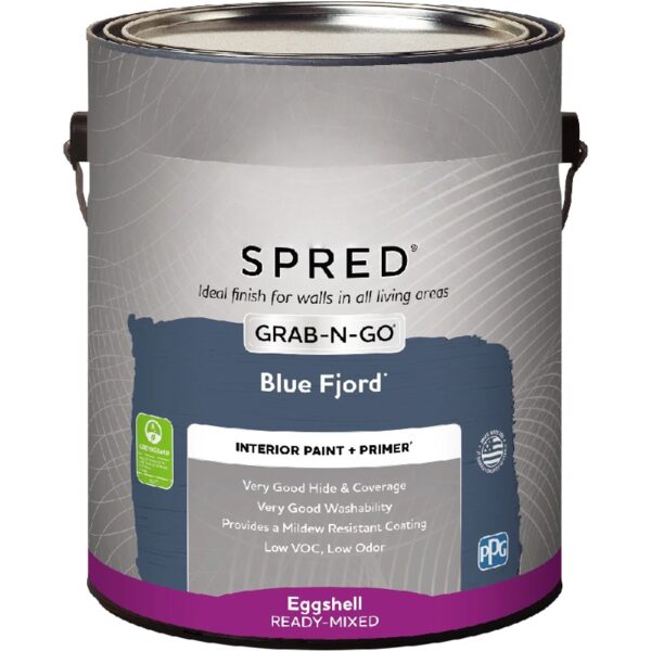 Spred Grab-N-Go Blue Fjord / Blue Eggshell Interior Paint with Primer, 1 Gallon