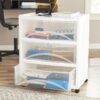 3 Drawer Wide Storage Cart, Gray