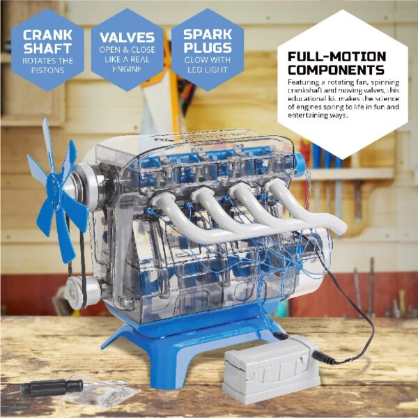 Discovery™ #Mindblown Model Engine Kit, with Moving Motor Parts And LED Lights