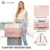 Travel Duffel Bag for Women, Large Weekender Overnight Bag, Carry-on Gym Bag with Separate Shoes Compartment, Mom Hospital Bags for Labor and Delivery with 2 Packing Cubes