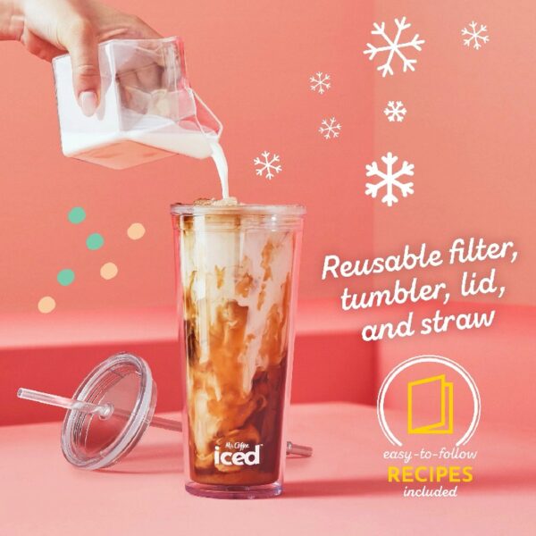 Single-Serve Iced and Hot Coffee Maker with Reusable Tumbler and Coffee Filter, Black