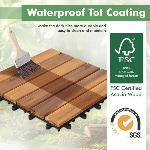 10PCS Interlocking Deck Tiles Plastic Waterproof Outdoor Flooring 12