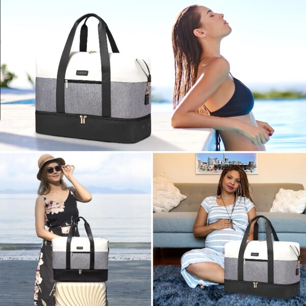 Travel Duffel Bag for Women, Large Weekender Overnight Bag, Carry-on Gym Bag with Separate Shoes Compartment, Mom Hospital Bags for Labor and Delivery with 2 Packing Cubes