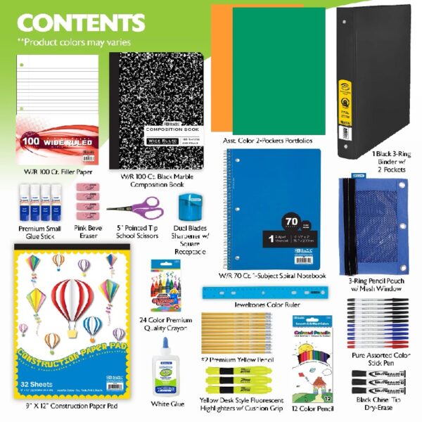 BAZIC School Kit Supplies Kit 86 Count, Bazic Products School Supplies Composition Books for Student 3-6 Grades, Spec May Vary, 1-Pack