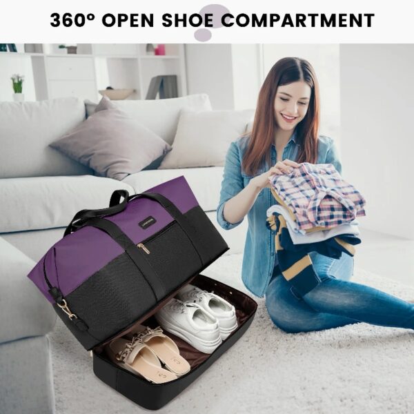 Travel Duffel Bag for Women, Large Weekender Overnight Bag, Carry-on Gym Bag with Separate Shoes Compartment, Mom Hospital Bags for Labor and Delivery with 2 Packing Cubes