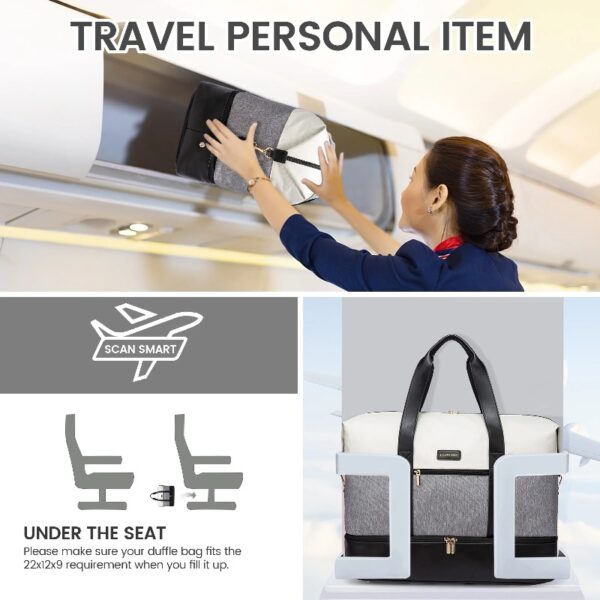 Travel Duffel Bag for Women, Large Weekender Overnight Bag, Carry-on Gym Bag with Separate Shoes Compartment, Mom Hospital Bags for Labor and Delivery with 2 Packing Cubes
