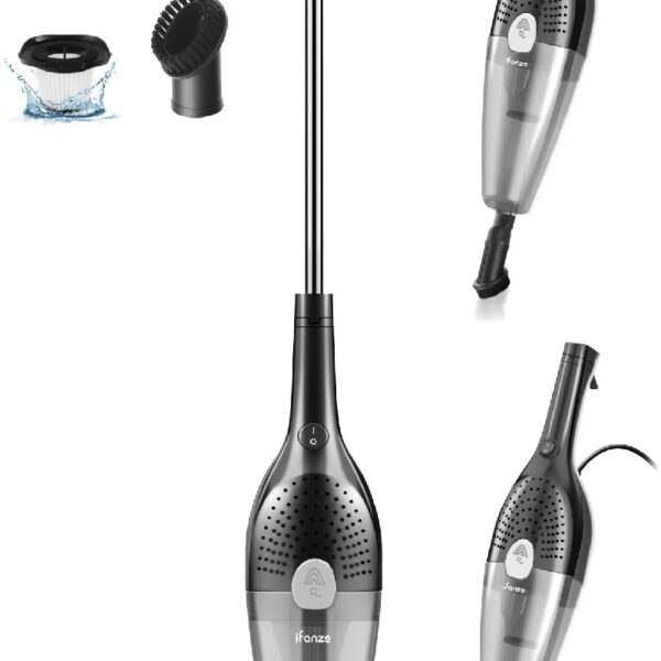25Kpa Corded Stick Vacuum Cleaner with Powerful Suction, 3-in-1 Lightweight Handheld Vacuum Cleaner for Home Carpet Pet Hair, Black Grey, BR602