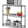 3-shelf Wire Shelving,  Adjustable Storage Rack Unit, Microwave Bakers Rack Garage Kitchen Organizer, Capacity for 200 lbs