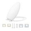 Oval Plastic Toilet Seat Soft Close in White, No Slam & Easy to Clean
