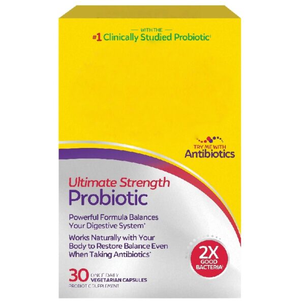 Ultimate Strength Probiotic Supplements, Helps Digestive and Gut Health, for Men and Women, 30 Count