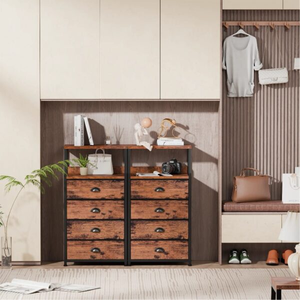 Nightstand,Vertical Dresser with Fabric Chest of Drawers & Storage for Bedroom,Living Room,White