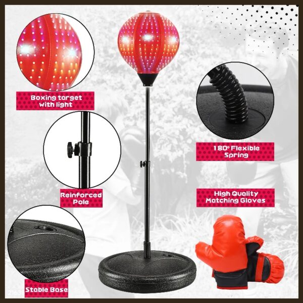Punching Bag with Boxing Gloves Boxing Bag for Kids Boxing Toy with Adjustable Stand for Boys and Girls Color Black and Red