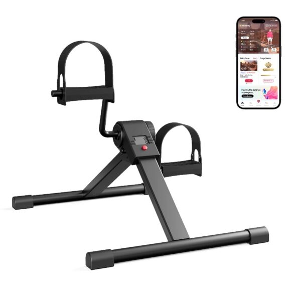 Mini Under Desk Bike Pedal Exerciser, Portable Folding Pedal Exerciser with Adjustable Resistance, Under Desk Bicycle Peddler for Arm and Leg Workout with LCD Monitor & Calorie Tracker