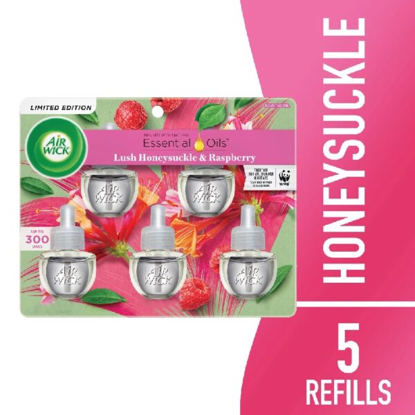 Plug-In Scented Oil Air Freshener Warmer Refills, Honeysuckle and Raspberry, 5 Count