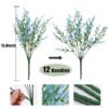 RECUTMS 20 Bundles Outdoor Artificial Plant UV Resistant Fake Plants, Faux Plastic Greenery for Indoor Outside Hanging Plants Garden Porch Window(White)