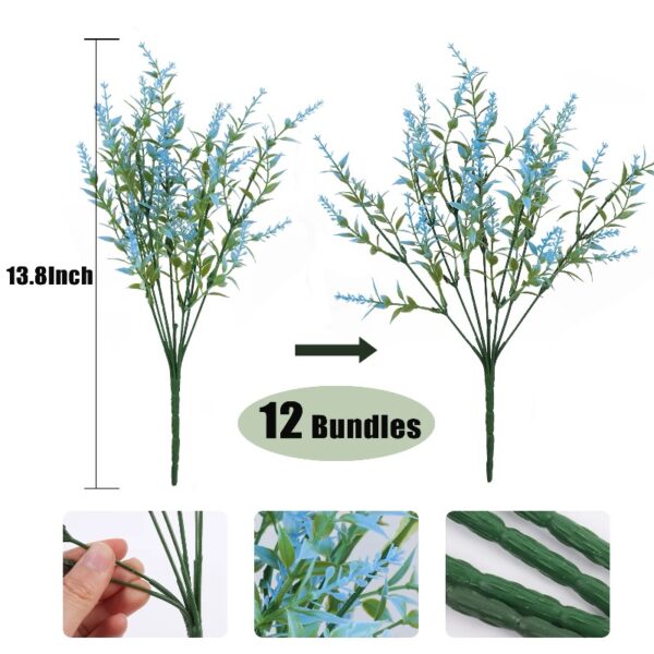 RECUTMS 20 Bundles Outdoor Artificial Plant UV Resistant Fake Plants, Faux Plastic Greenery for Indoor Outside Hanging Plants Garden Porch Window(White)