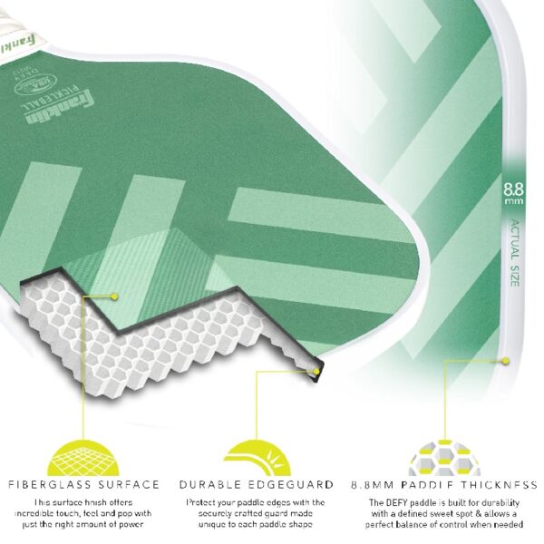 Pickleball Paddle - 8.8mm Polypropylene Core - DEFY - Official USAP Approved - Green