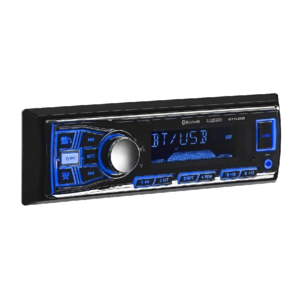 611UAB Car Stereo - Single Din, Bluetooth, No CD DVD Player, AM/FM Radio Receiver, Aux Input, USB