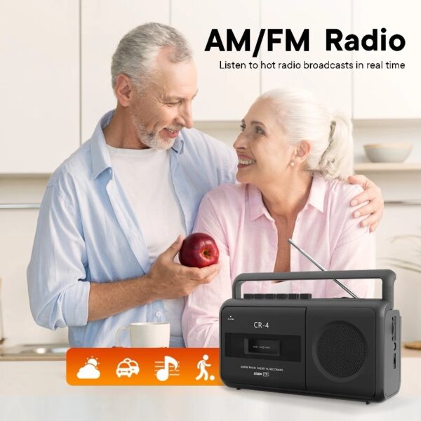 Cassette Player Boombox, Portable AM/FM Radio Stereo, Cassette Tape Player Recorder with Big Speaker and Earphone Jack, Battery Operated or AC Powered