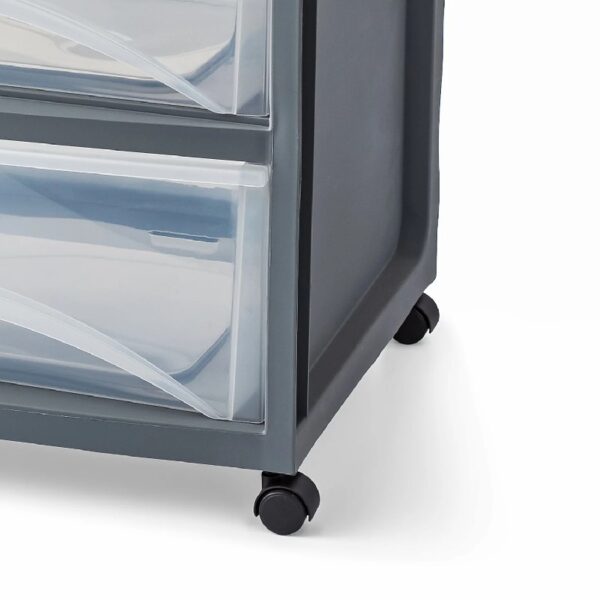 3 Drawer Wide Storage Cart, Gray