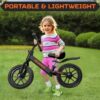 Kid Balance Bike, 12'' Toddlers Training Bicycle for 2-5 Years Old Boys Girls, Lightweight with Lighting up Wheels, Bule