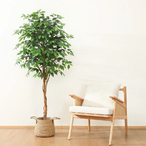 DR.Planzen 5 feet Artificial Ficus Tree, Tall Lifelike Greenery with Natural Wood Trunk for Living Room, office floor and corner decor