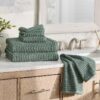 Gardens PowerLoft AIRRICH® Cotton 6-Piece Bath Towel Set, Green Ash Textured Stripe