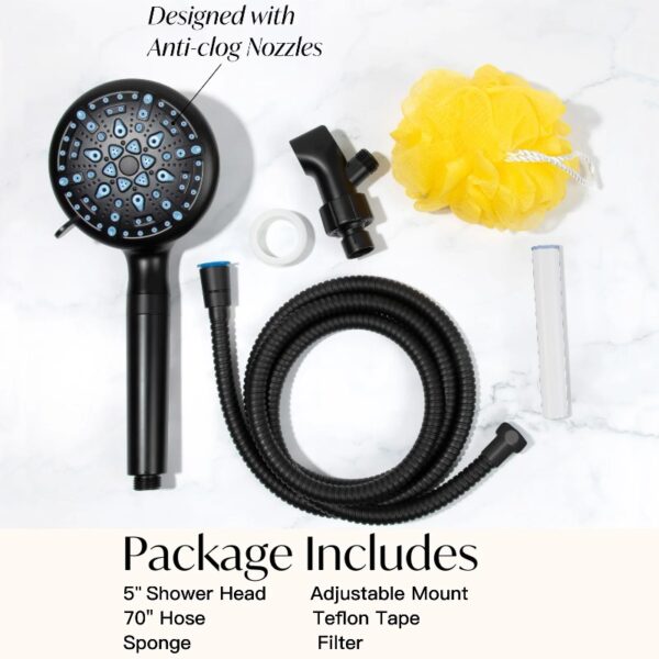 9 Setting Handheld Shower Head,High Pressure Shower Head with Filter,Silver
