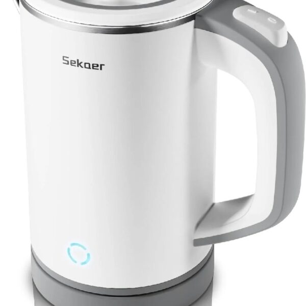 Travel Electric Tea Kettle with Auto Shut-Off & Boil Dry Protection, 304 Stainless Steel Mini Portable Water Boiler, 0.8 L Fast Heating Coffee Kettle, Perfect Holiday Gifts Black
