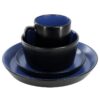 16 Piece Stoneware Dinnerware Set in Two Tone Black & Blue