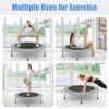 36 Inch Mini Folding Trampoline Portable Recreational Fitness Rebounder, Foldable Mini Trampoline, Fitness Rebounder for Indoor Garden-Silver