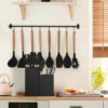 Silicone Kitchen Cooking Utensils Set, 19 Pieces Utensil with Holder, Heat Resistant, Black
