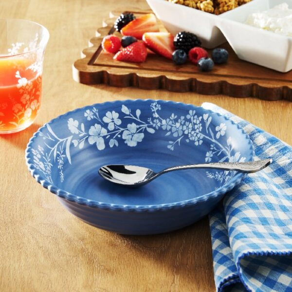 12-Piece Daisy Bamboo Melamine Dinnerware Set, Blue