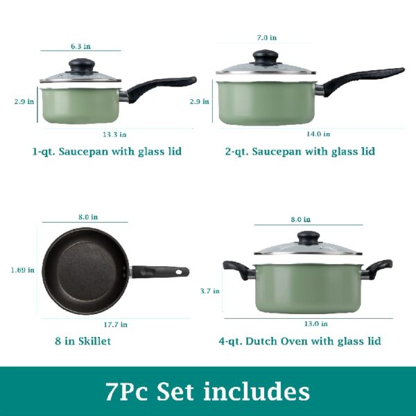 7 Piece Non Stick Aluminium, Pots and Pans Cookware Set, Black