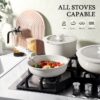 5Pcs Ceramic Pots and Pans Set Nonstick Cookware Sets Removable Handle Kitchen,Oven Safe, Induction Ready