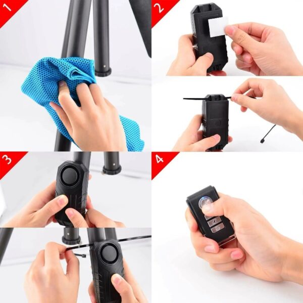 2 Set Wireless Bike Alarm with Remote, Anti-Theft Bicycle Motorcycle Alarm Wireless Security Vibration Motion Sensor Alarm, IP55 Waterproof Super Loud 113dB Alarm