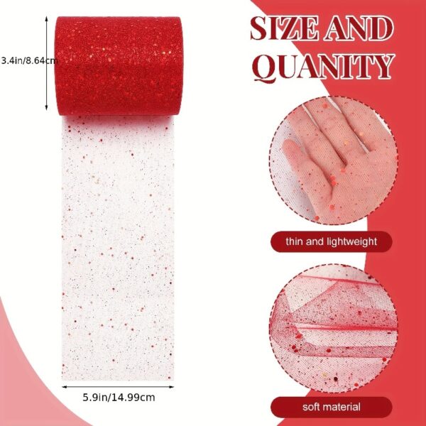 7dbdfd4a1b844777bc90b32b00f56c18 CUITING Glitter Tulle Fabric 6 Inch By 100 Yards Tulle Fabric Rolls Tulle Ribbon Glitter Tulle Sequin Tulle Spool For DIY Crafts Tutu Skirt Gift Wrapping Wedding Birthday Decoration (Red)