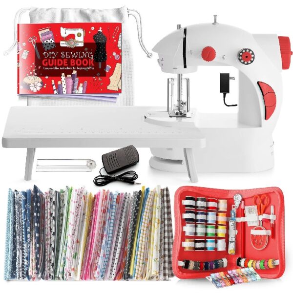 Virtu 122 PC Mini Portable Sewing Machine for Beginner Kids and Adults, Ballet Pink