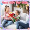 WonderStone 4-in-1 Kids Table and Chairs Adjustable Easel Toy for Ages 2-4, Flippable Sided Magnetic Drawing Board with Storage, Gift for Toddlers