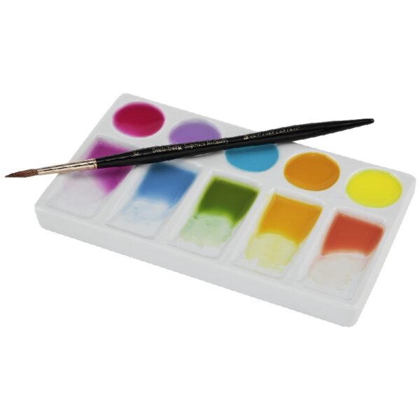 Creative Mark Glazed Stacking Style Nesting Palettes Porcelain Paint Palette Tray for Watercolor, Gouache, Color-Mixing - Paint Tray for Kids and Adults - 1 Pack