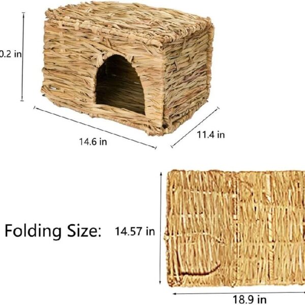 Tfwadmx Rabbit Grass House, Extra Large - Natural Hand Woven Seagrass Play Hay Bed, Hideaway Hut Toy for Bunny Hamster Guinea Pig Chinchilla Ferret