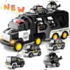 Construction Toddler Truck Toys for 3 4 5 6 Year Old Boys 5-in-1 Friction Power Vehicle Car Toy for Toddlers 1-3 Carrier Truck Toys for Kids 3-5 Christmas Birthday Gifts for Girls Age 3-9