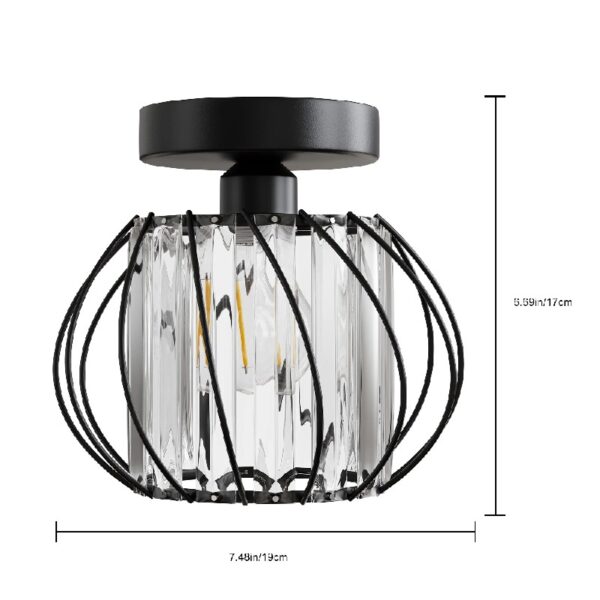 Semi Flush Mount Ceiling Light,Industrial Metal Cage Ceiling Lamp Fixture Modern Flush Mount Ceiling Light,for Hallway Porch Kitchen Bathroom