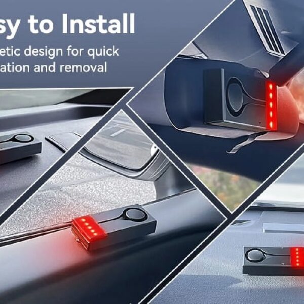 Car Anti-Theft Vibration Alarm, 108dB Car Vibration Sound & Light Alarm, Wireless Remote Vibration Sensor Car Alarm Vehicle Security Alarm System Automotive Warning Interior Safety Red Light
