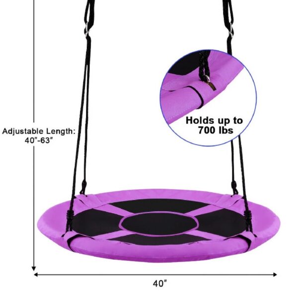 40 Inch Flying Saucer Swing Tree Swing, Toddler Swing for Indoor Outdoor Play Set, Purple