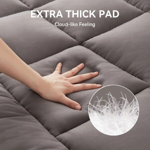 Extra Thick Mattress Topper, Cooling Mattress Pad Cover, Organic Cotton Pillow Top Protector with 8-21 Inch Deep Pocket, Twin Size