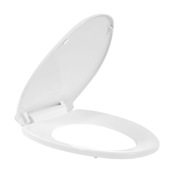 Oval Plastic Toilet Seat Soft Close in White, No Slam & Easy to Clean
