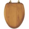 Natural Reflections Elongated Wood Veneer Natural Oak Chrome Hinge Toilet Seat